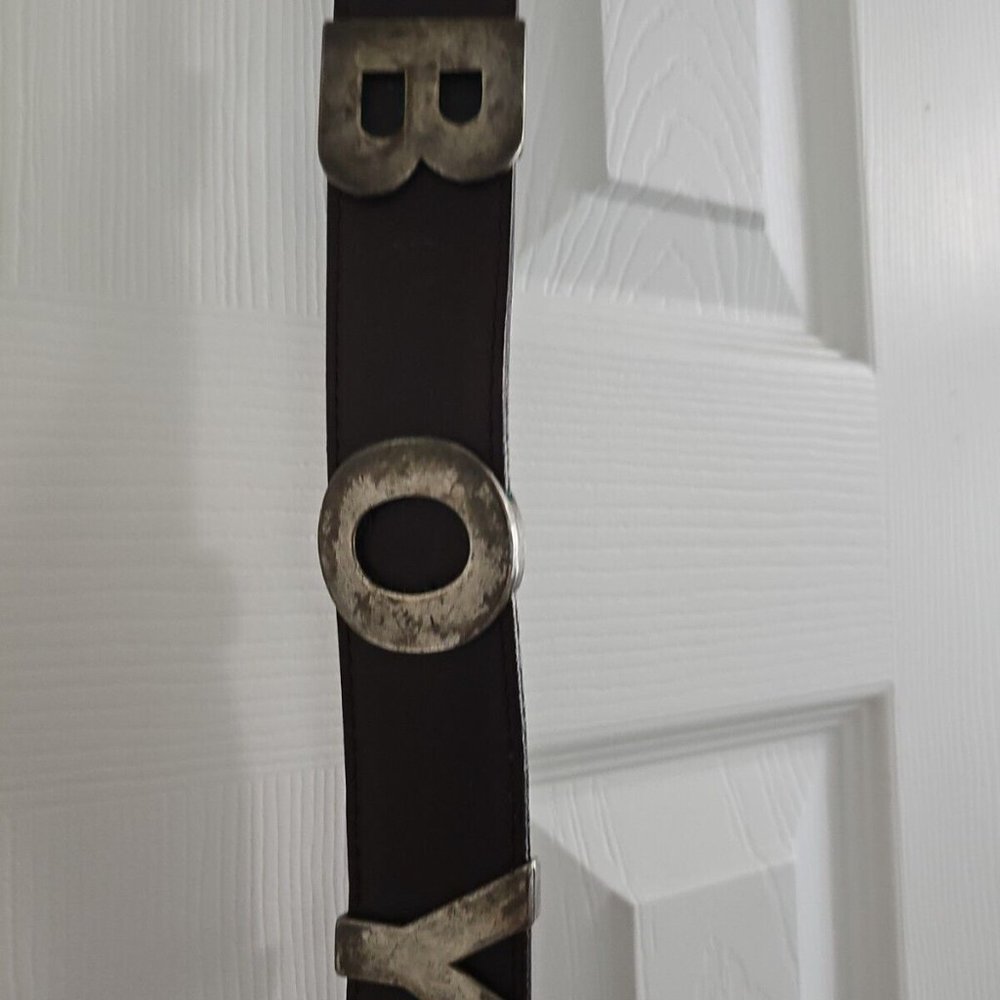 BOY London Genuine Leather Belt Size Medium 34/85 Inch Brown Silver Buckle